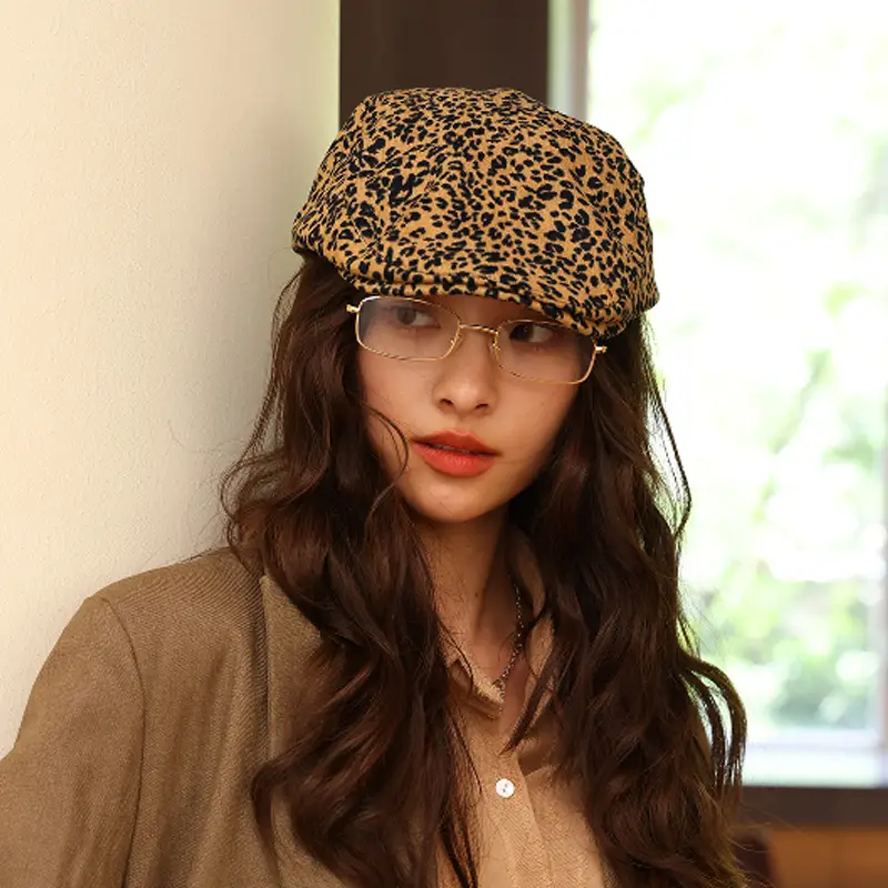 Women Leopard Print Cap with Glasses 2024 New Spice Girls - Image 3