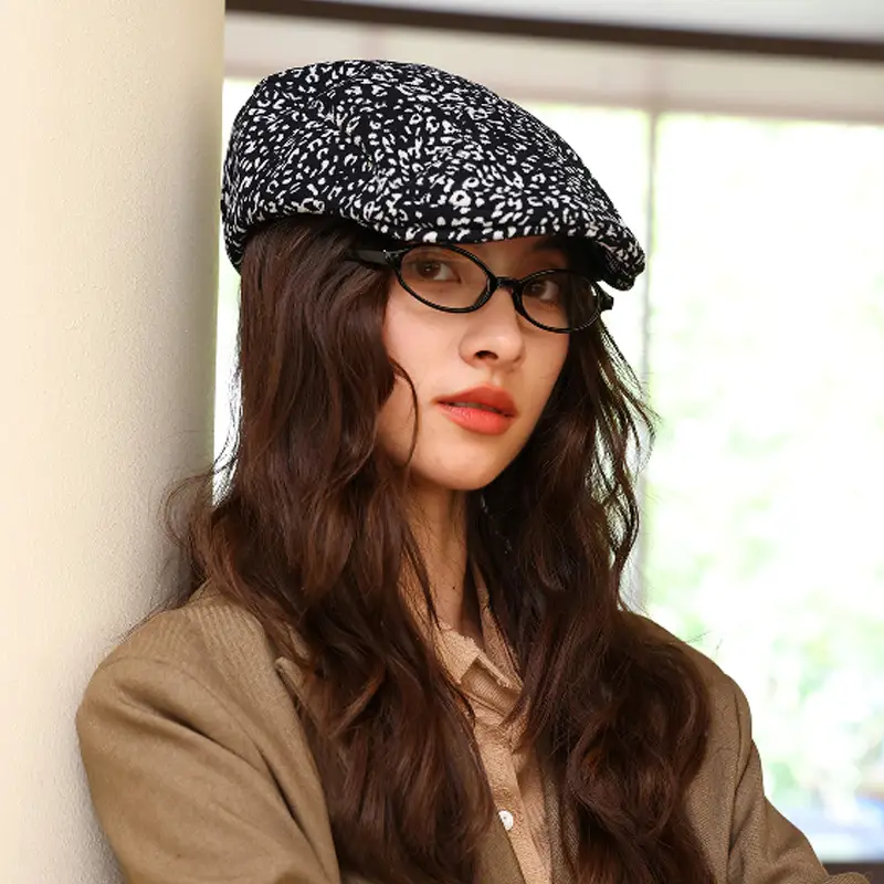 Women Leopard Print Cap with Glasses 2024 New Spice Girls - Image 2