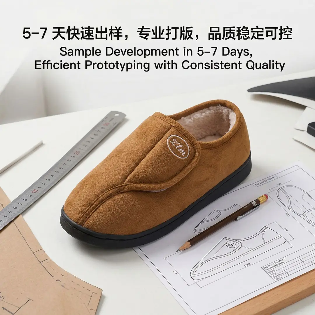 Cross-Border Autumn and Winter Magic Tape Fleece-Lined Cotton Shoes, Indoor Warm Cotton Slippers, Non-Slip Women's Home Shoes - Image 9