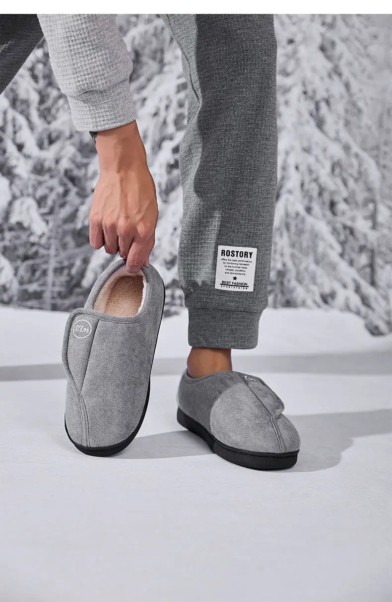 Cross-Border Autumn and Winter Magic Tape Fleece-Lined Cotton Shoes, Indoor Warm Cotton Slippers, Non-Slip Women's Home Shoes — feature 17