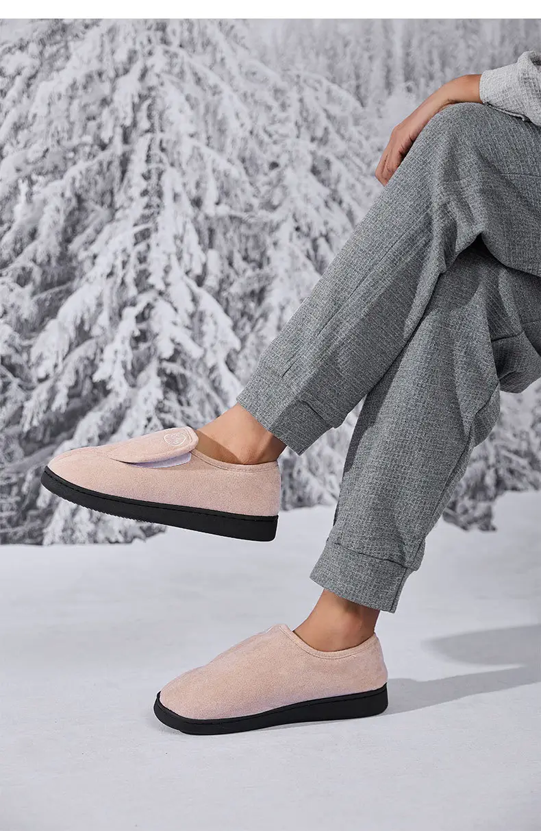 Cross-Border Autumn and Winter Magic Tape Fleece-Lined Cotton Shoes, Indoor Warm Cotton Slippers, Non-Slip Women's Home Shoes — feature 19