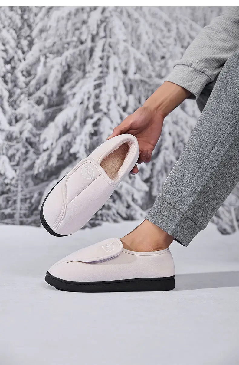 Cross-Border Autumn and Winter Magic Tape Fleece-Lined Cotton Shoes, Indoor Warm Cotton Slippers, Non-Slip Women's Home Shoes — feature 20