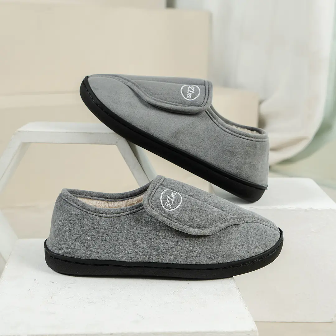 Cross-Border Autumn and Winter Magic Tape Fleece-Lined Cotton Shoes, Indoor Warm Cotton Slippers, Non-Slip Women's Home Shoes - Image 4