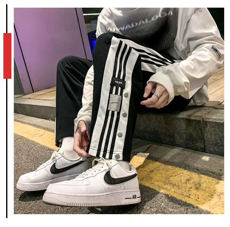 Men's Grey Sweatpants with 3 Stripes Casual Summer Wear — feature 4