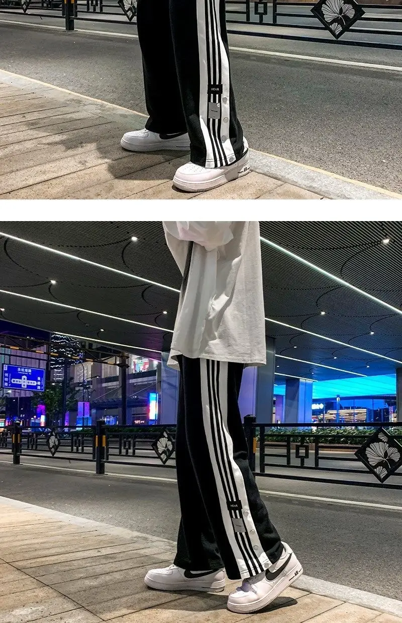 Men's Grey Sweatpants with 3 Stripes Casual Summer Wear — feature 6