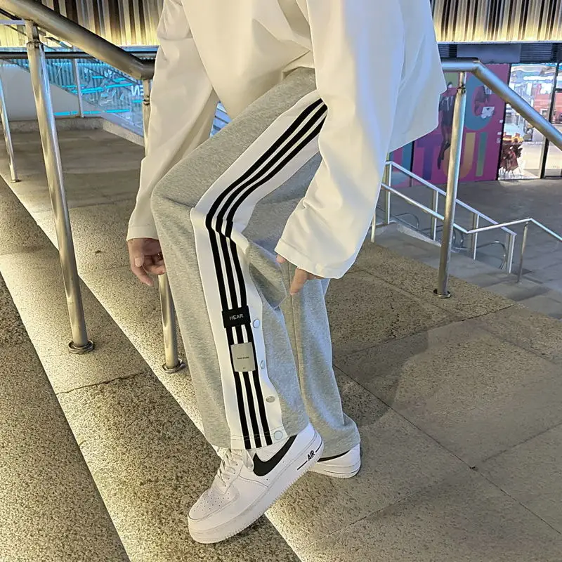 Men's Grey Sweatpants with 3 Stripes Casual Summer Wear - Image 2
