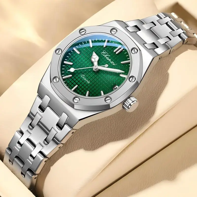 Chenxi Women's Green Dial Quartz Watch with Steel Band