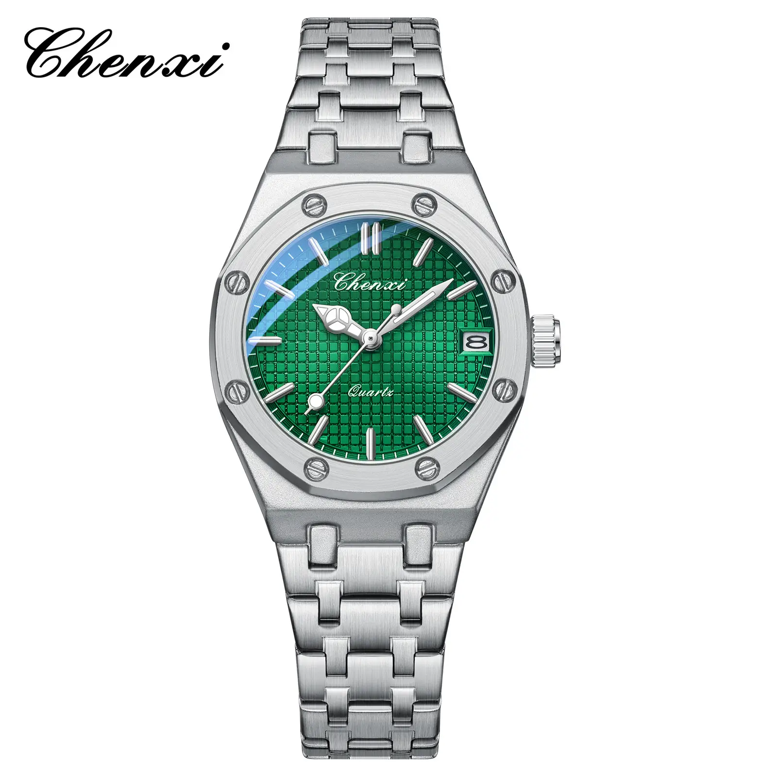 Chenxi Women's Green Dial Quartz Watch with Steel Band