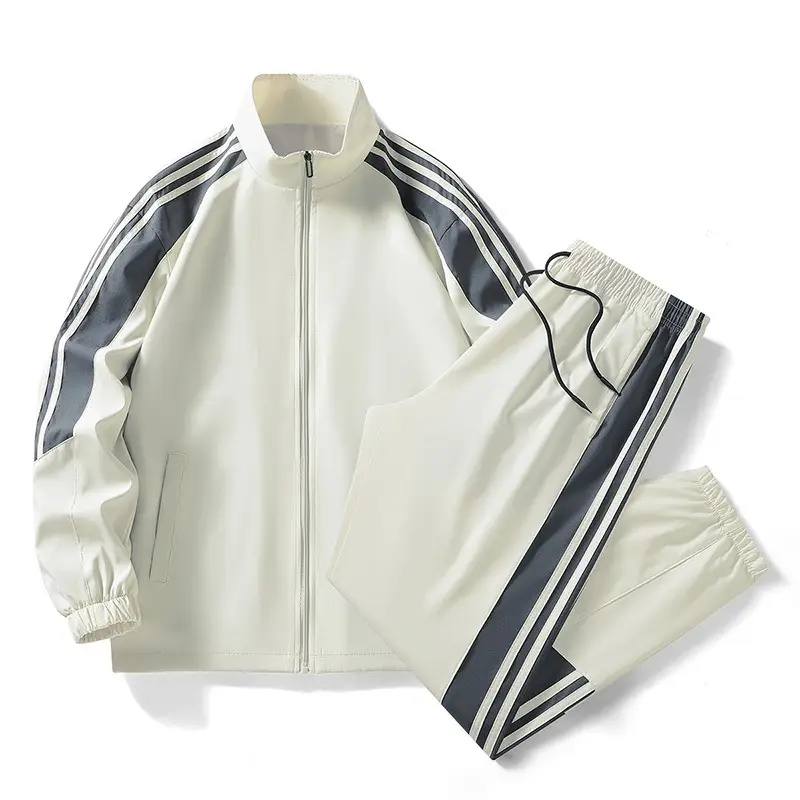 Men Green Track Jacket Set with Black Pants