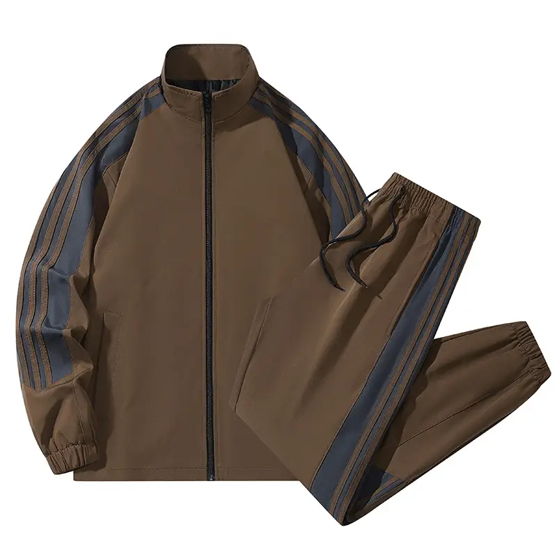 Men Green Track Jacket Set with Black Pants