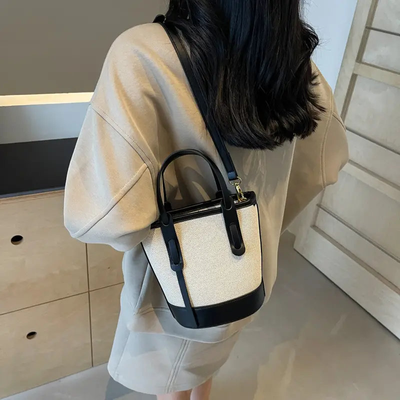 Vintage Canvas Bucket Bag Women's Korean-style 2024 Autumn - Image 5