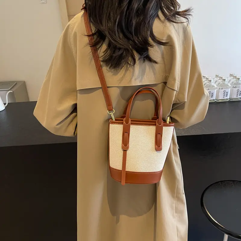 Vintage Canvas Bucket Bag Women's Korean-style 2024 Autumn - Image 6