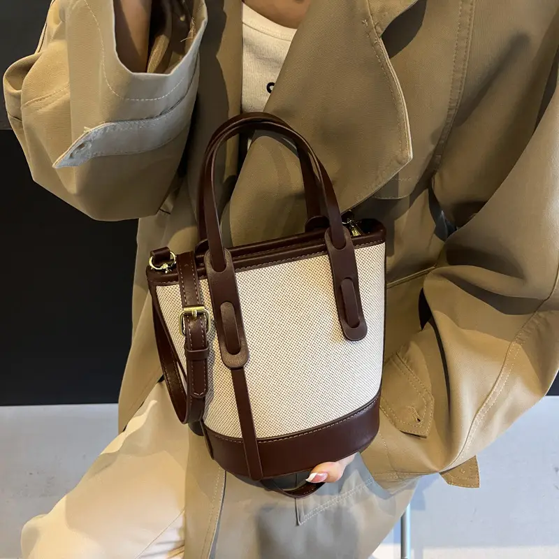 Vintage Canvas Bucket Bag Women's Korean-style 2024 Autumn - Image 7