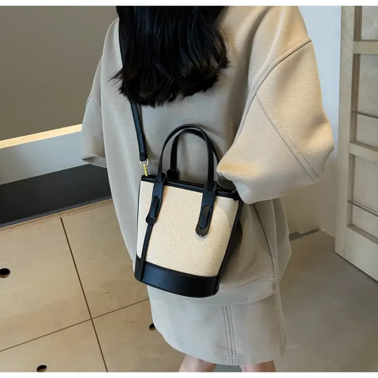 Vintage Canvas Bucket Bag Women's Korean-style 2024 Autumn — feature 15