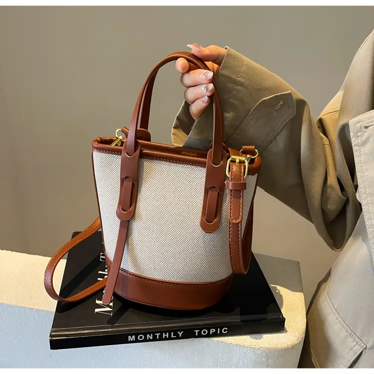 Vintage Canvas Bucket Bag Women's Korean-style 2024 Autumn — feature 24