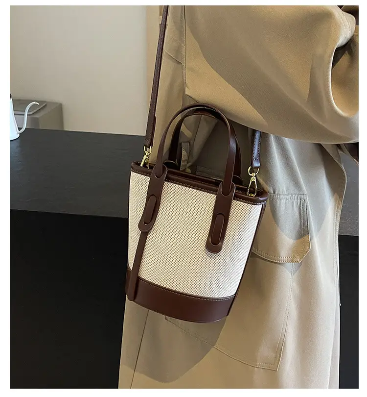 Vintage Canvas Bucket Bag Women's Korean-style 2024 Autumn — feature 3
