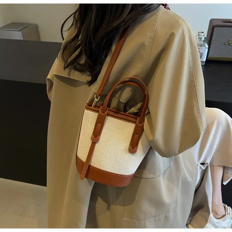 Vintage Canvas Bucket Bag Women's Korean-style 2024 Autumn — feature 34