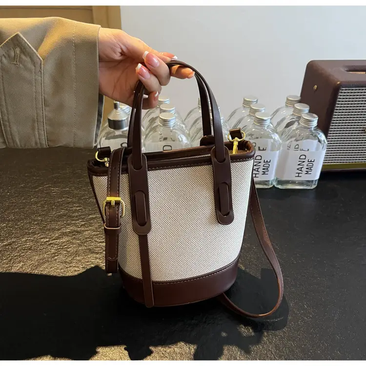 Vintage Canvas Bucket Bag Women's Korean-style 2024 Autumn — feature 36