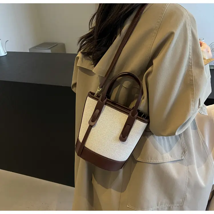 Vintage Canvas Bucket Bag Women's Korean-style 2024 Autumn — feature 43