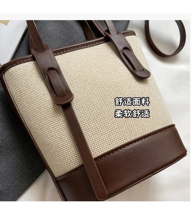 Vintage Canvas Bucket Bag Women's Korean-style 2024 Autumn — feature 8
