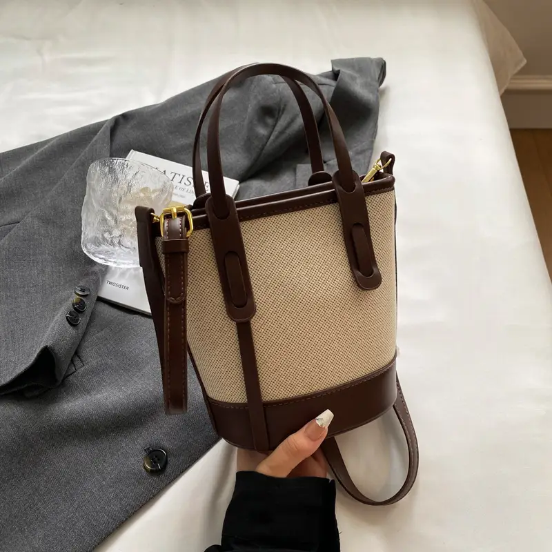 Vintage Canvas Bucket Bag Women's Korean-style 2024 Autumn - Image 2