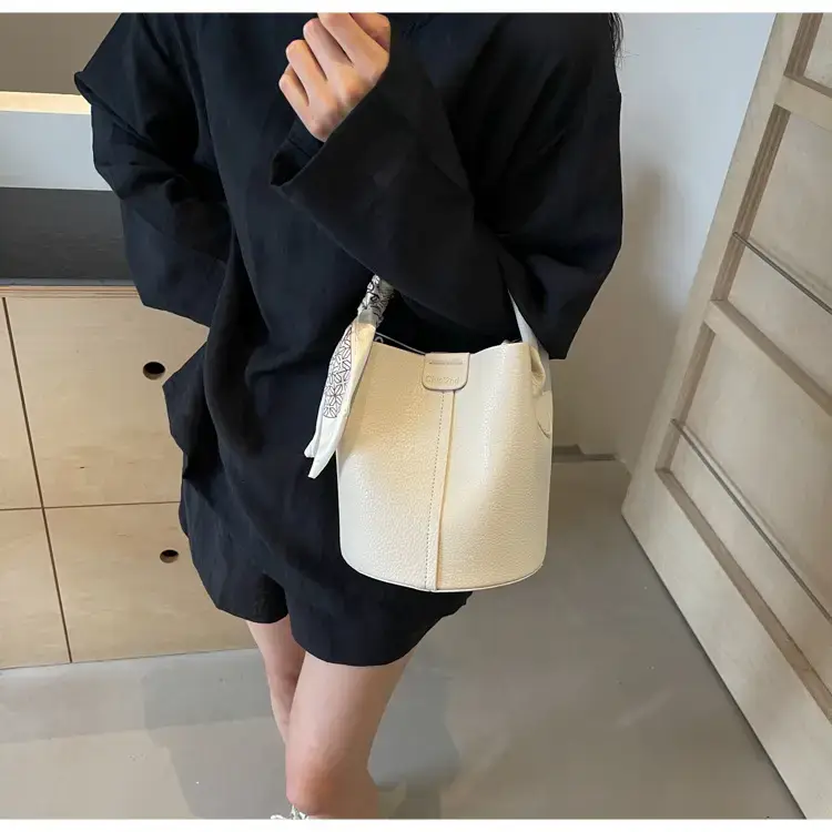 Brown Litchi Satchel Bucket Bag for Women — feature 36
