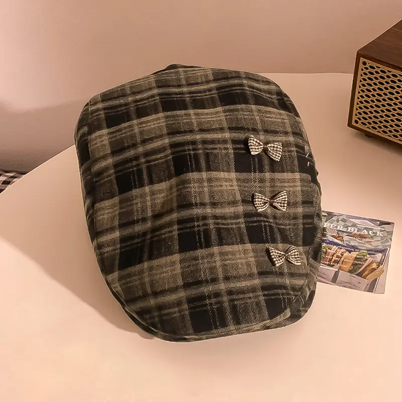 Women's Plaid Forward Beret Summer Y2K Anti-Wear Duck Tongue Cap - Image 3