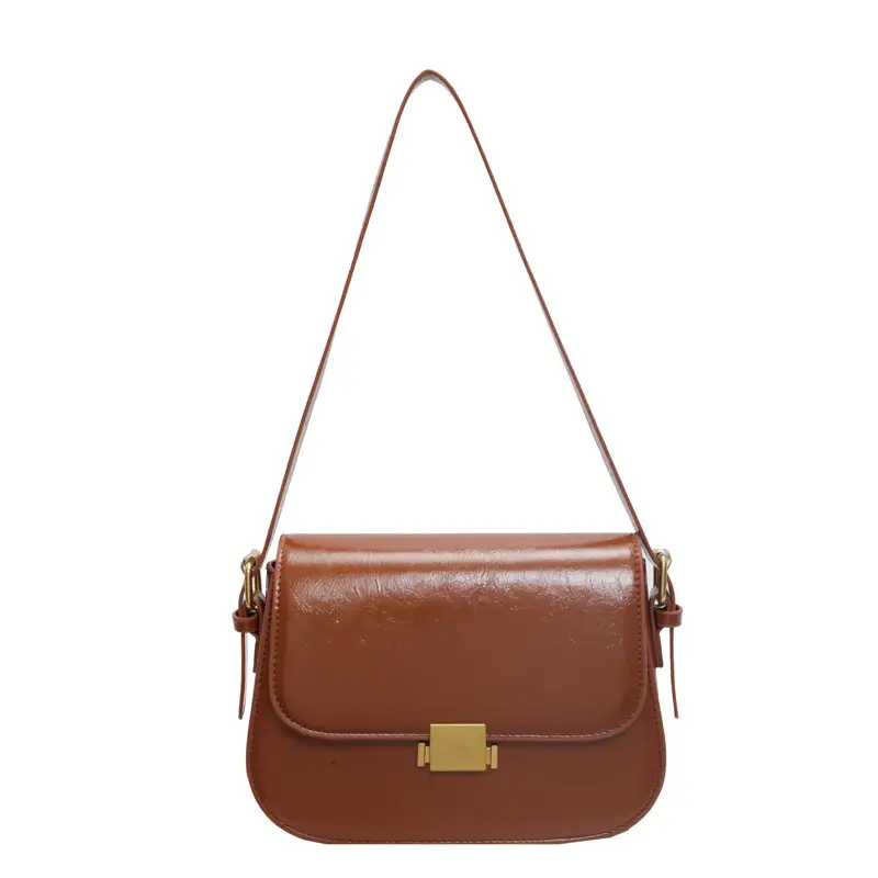 Small Square Tan Leather Shoulder Bag for Women 2024 - Image 4