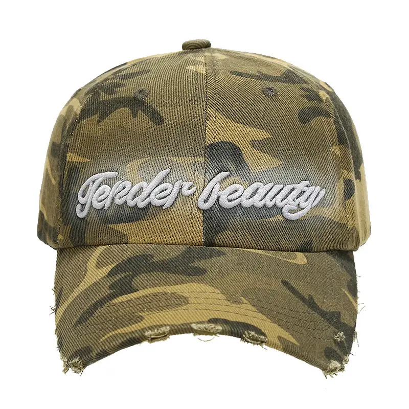 Japanese Letter Embroidered Camouflage Cap Men Women - Image 10