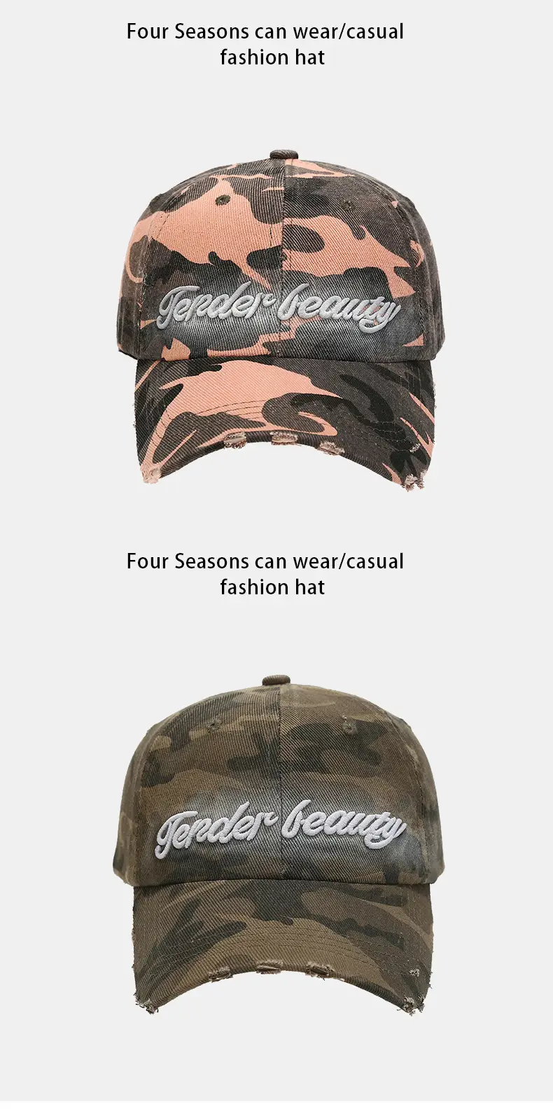 Japanese Letter Embroidered Camouflage Cap Men Women — feature 7