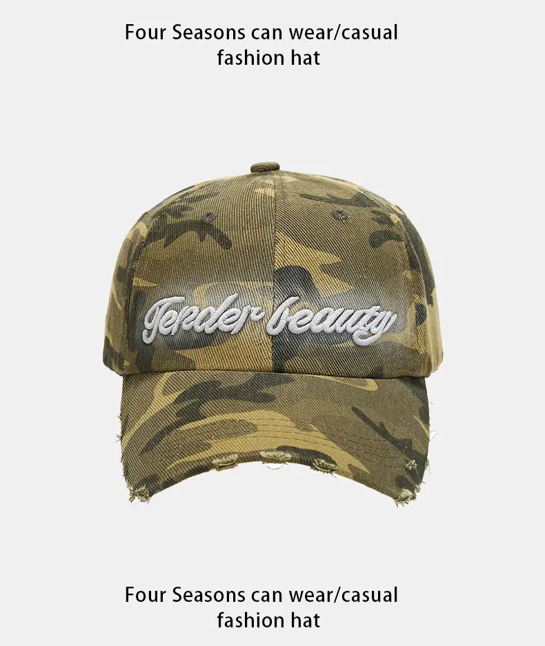 Japanese Letter Embroidered Camouflage Cap Men Women — feature 8