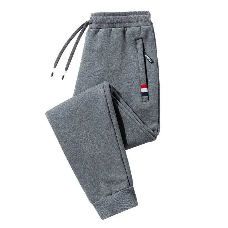 Men's Grey Sweatpants with Zip Pocket & Drawstring Waist - Image 17