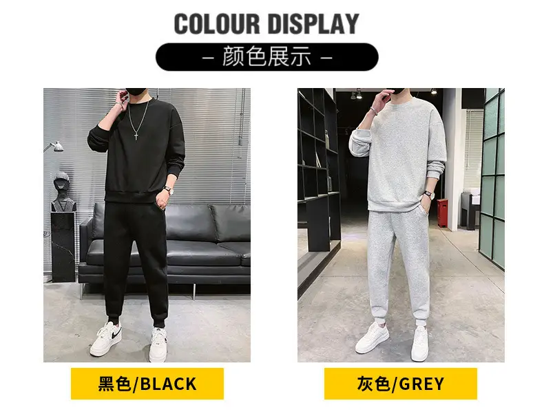 Black Hooded Sweatshirt Set for Men Casual Wear — feature 17