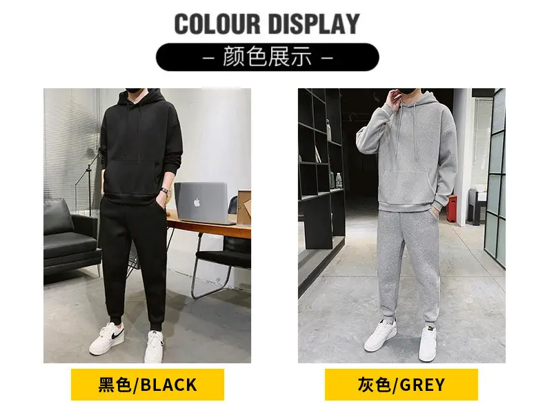 Black Hooded Sweatshirt Set for Men Casual Wear — feature 18
