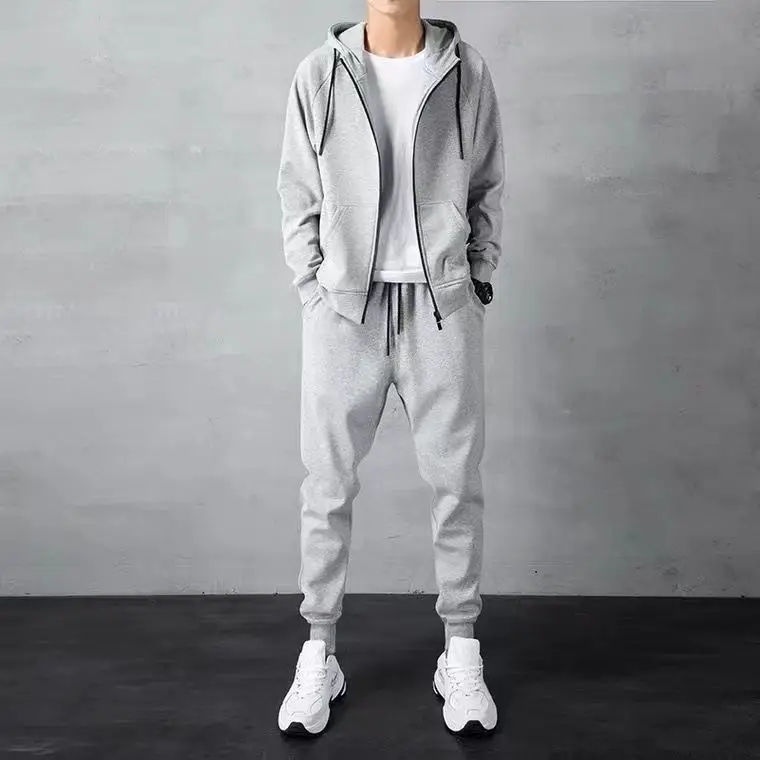Black Hooded Sweatshirt Set for Men Casual Wear