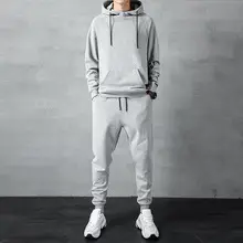 Black Hooded Sweatshirt Set for Men Casual Wear