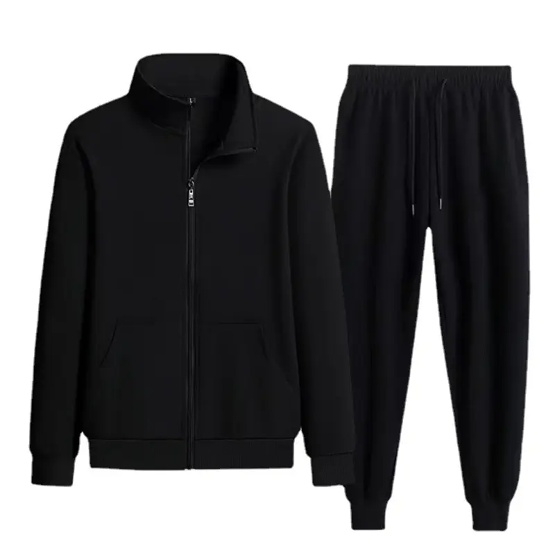 Black Hooded Sweatshirt Set for Men Casual Wear