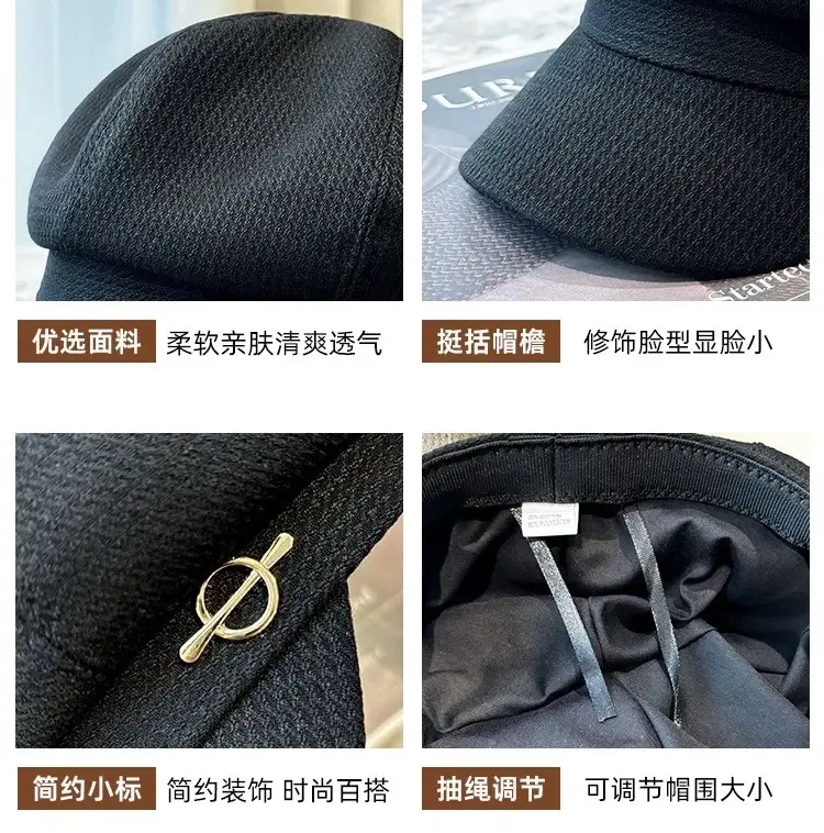 Women's Black Korean Hat with Duck Tongue — feature 8