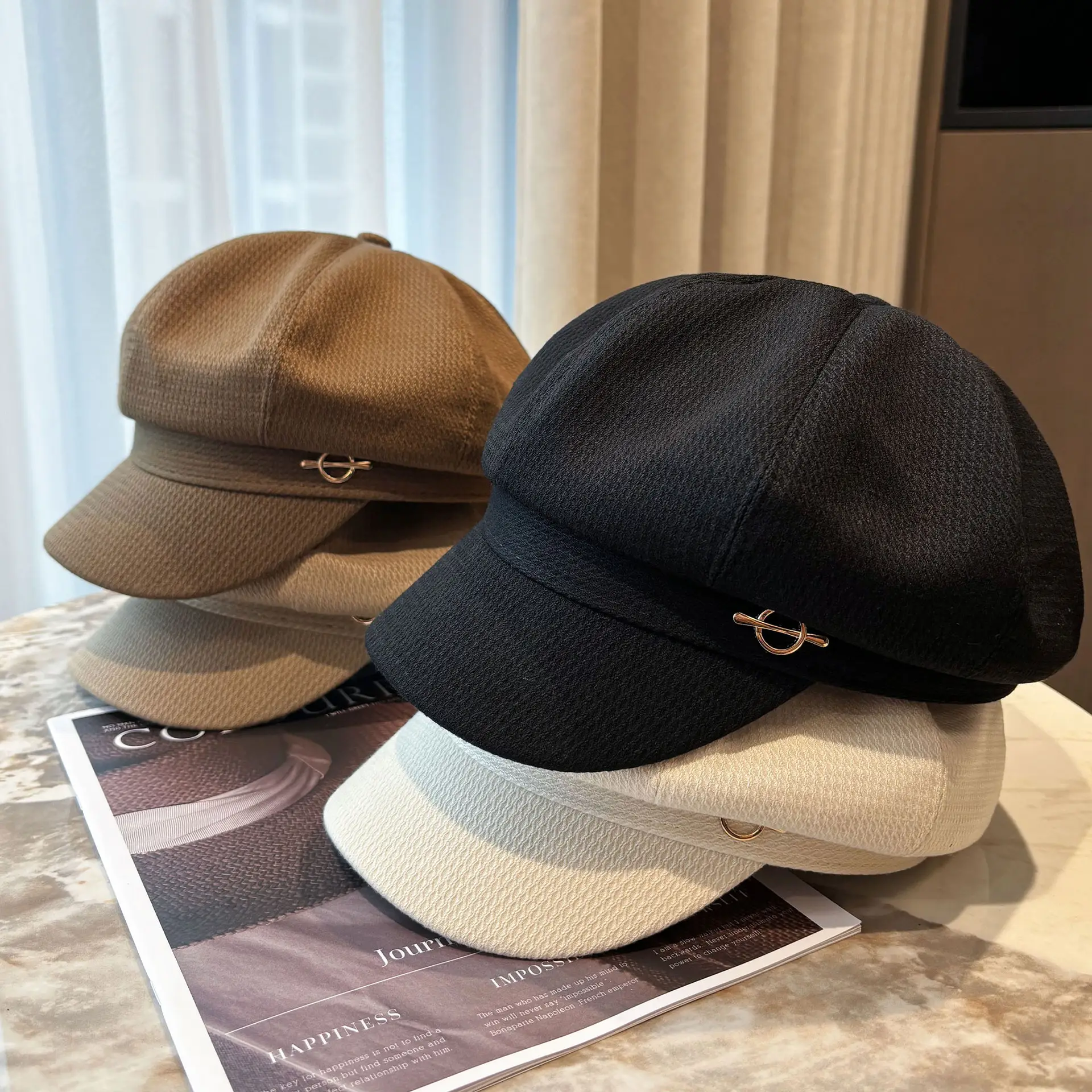Women's Black Korean Hat with Duck Tongue — feature 9