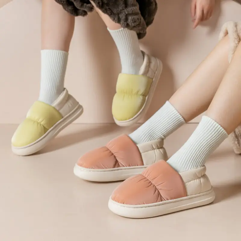 Down Cotton Slippers Women's Autumn and Winter Bag with Non-slip Indoor Home and Household Thickened Warm Couple Wearing Cotton Shoes for Men - Image 7