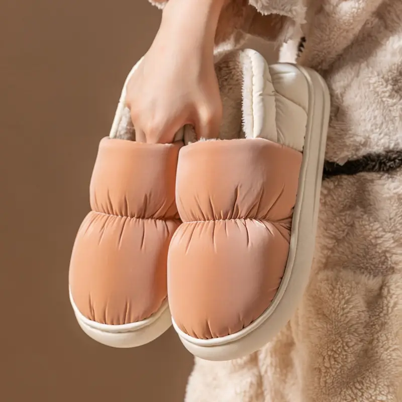 Down Cotton Slippers Women's Autumn and Winter Bag with Non-slip Indoor Home and Household Thickened Warm Couple Wearing Cotton Shoes for Men - Image 8