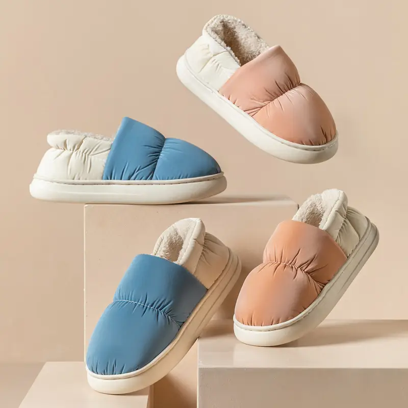 Down Cotton Slippers Women's Autumn and Winter Bag with Non-slip Indoor Home and Household Thickened Warm Couple Wearing Cotton Shoes for Men - Image 9