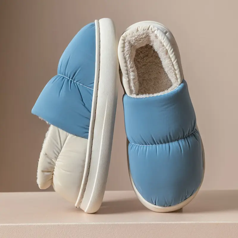 Down Cotton Slippers Women's Autumn and Winter Bag with Non-slip Indoor Home and Household Thickened Warm Couple Wearing Cotton Shoes for Men - Image 5