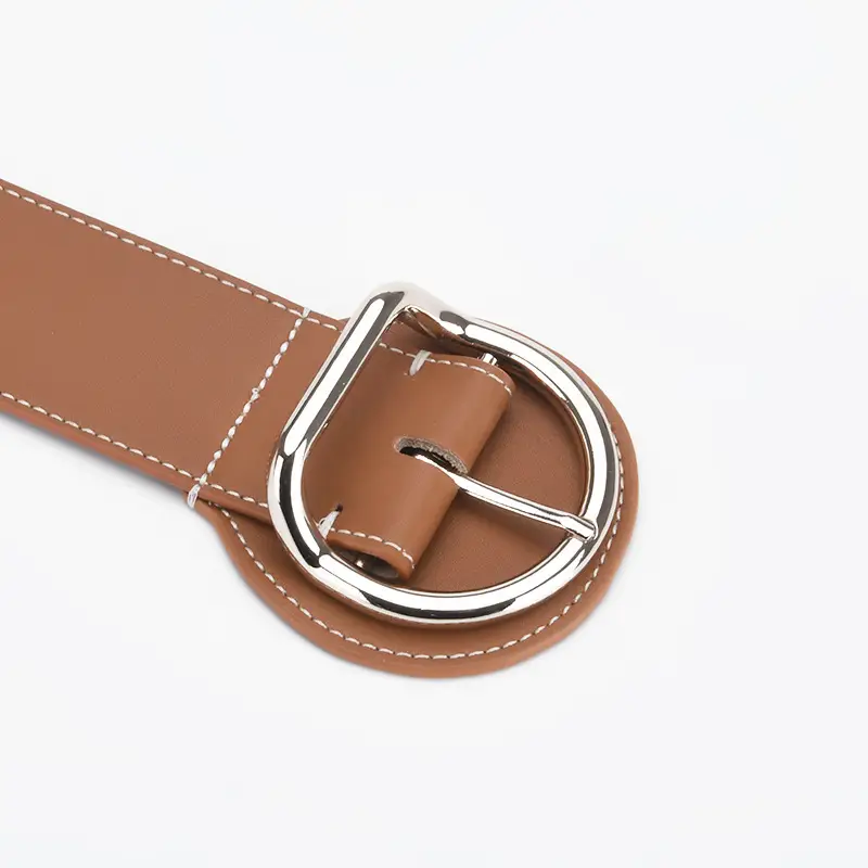 Women's Brown Genuine Leather Pin Buckle Belt - Image 6