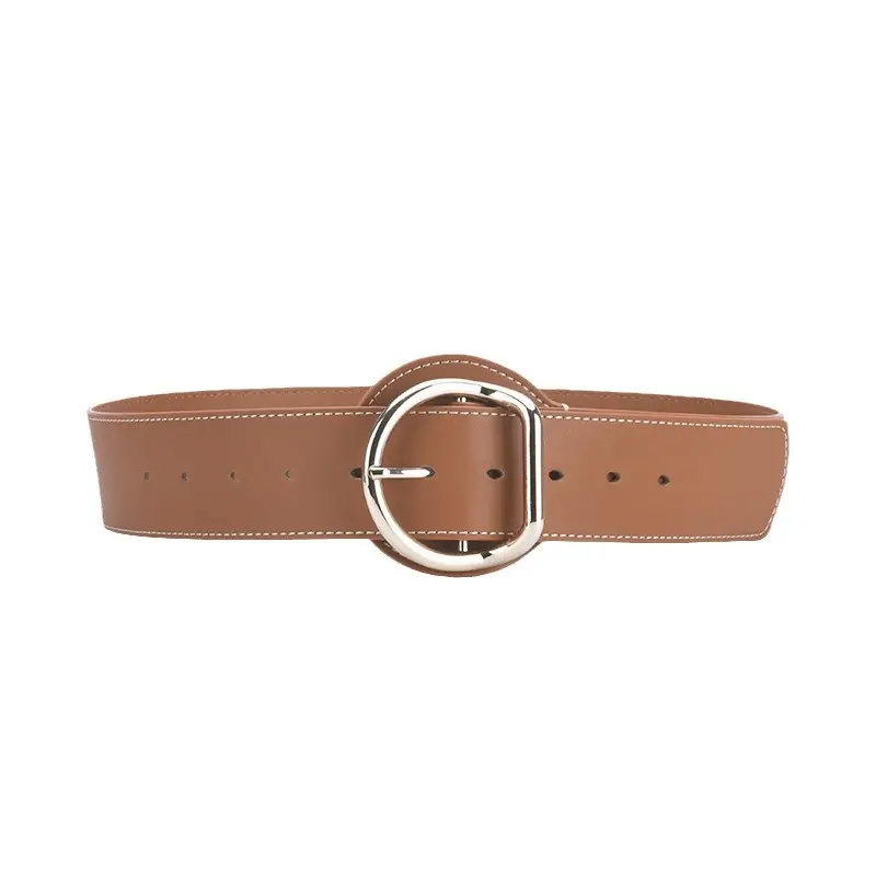 Women's Brown Genuine Leather Pin Buckle Belt - Image 9