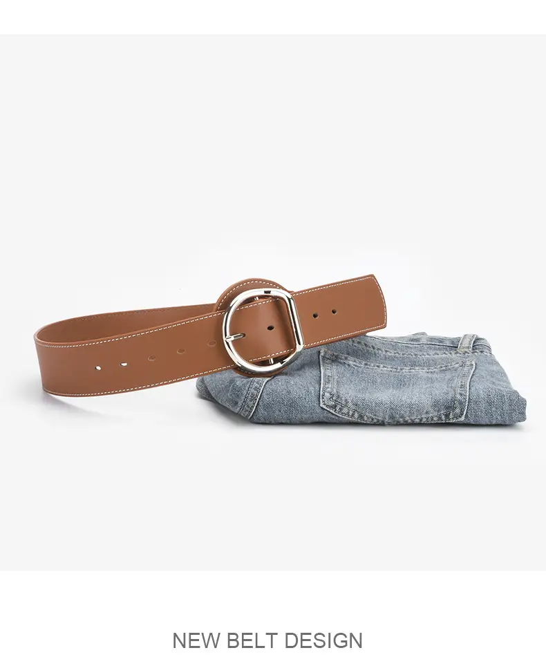 Women's Brown Genuine Leather Pin Buckle Belt — feature 12