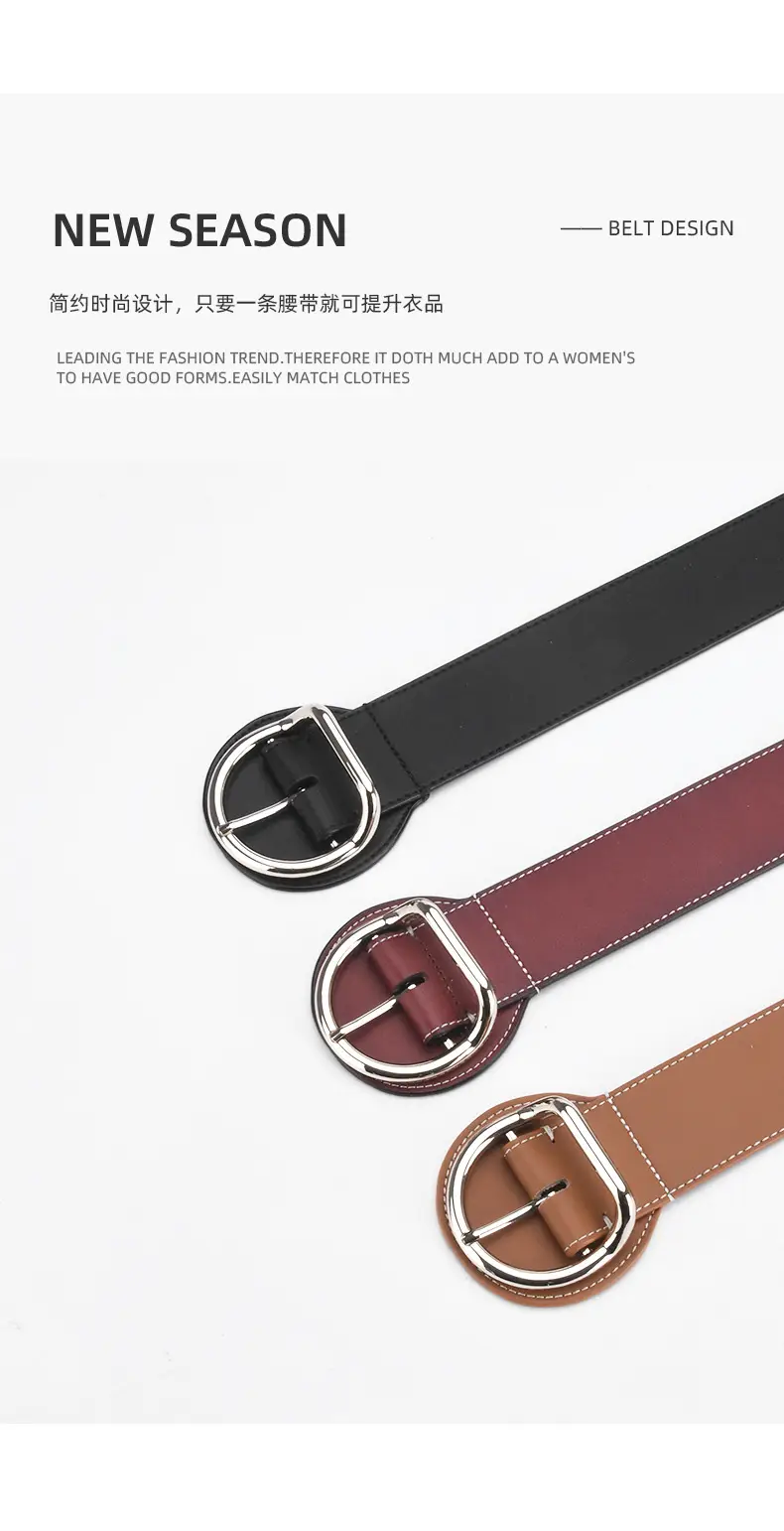 Women's Brown Genuine Leather Pin Buckle Belt — feature 4