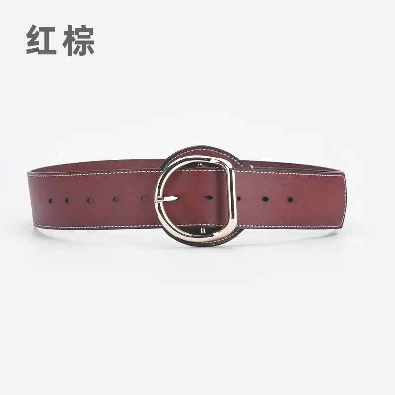 Women's Brown Genuine Leather Pin Buckle Belt - Image 2