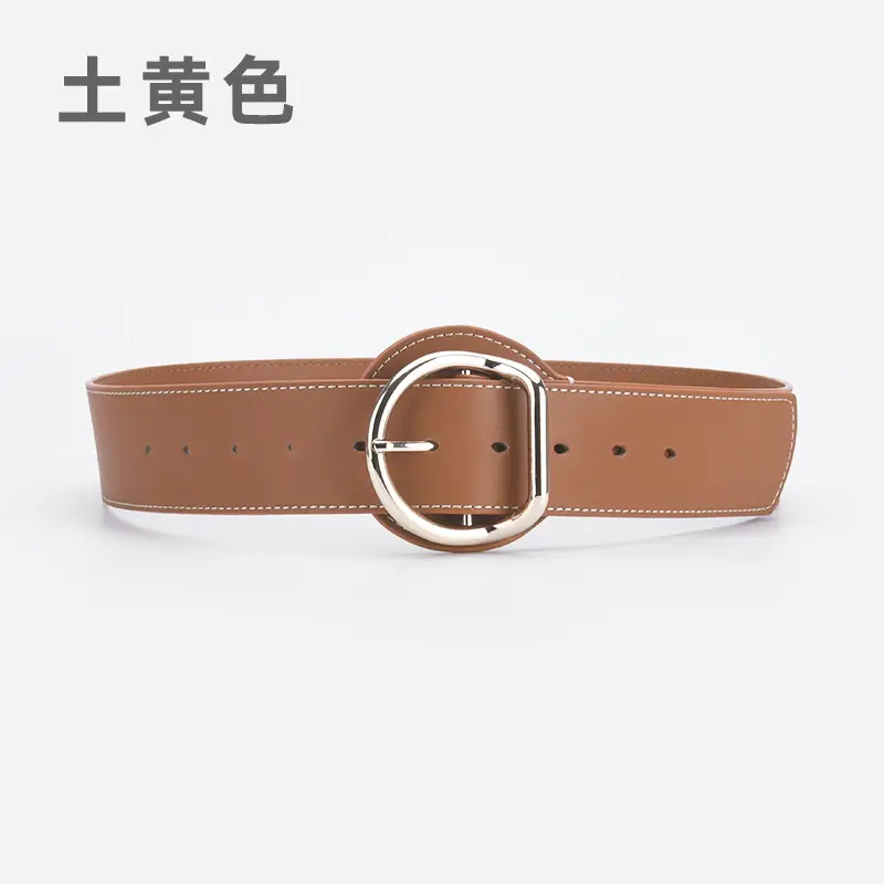 Women's Brown Genuine Leather Pin Buckle Belt - Image 3