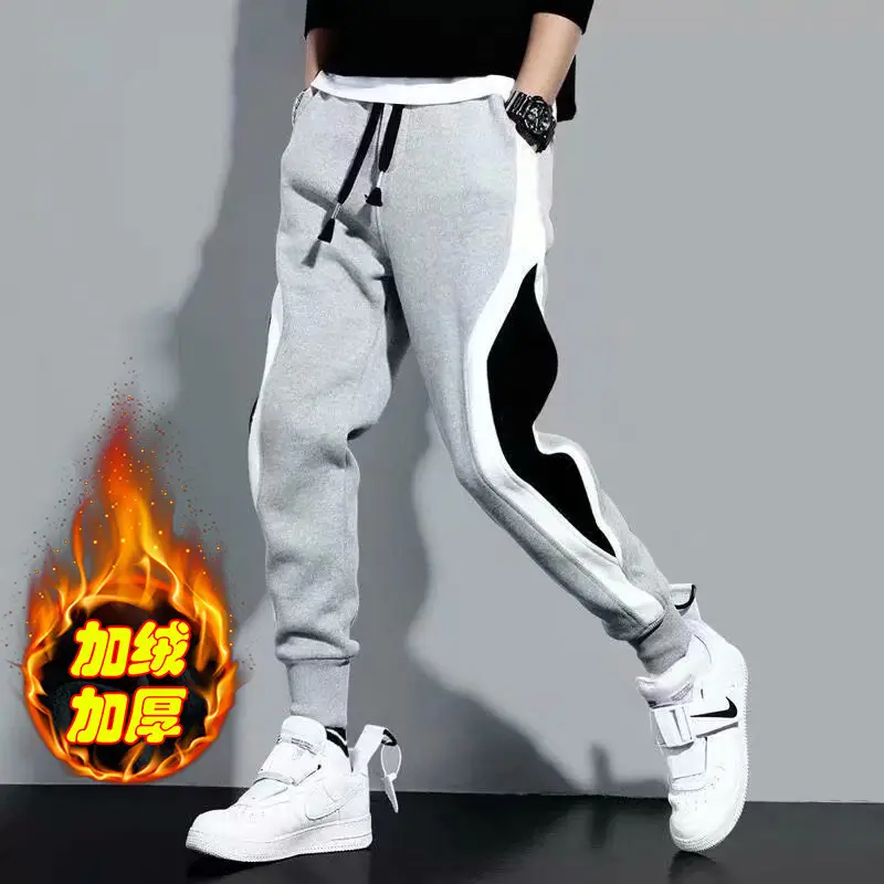Men Fleece Lined Gray Sweatpants Winter Warm Loose Toe - Image 2